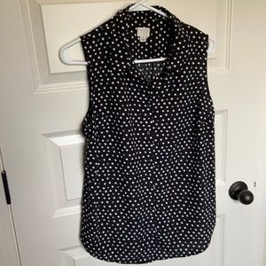 a new day polka dot sleeveless button down top